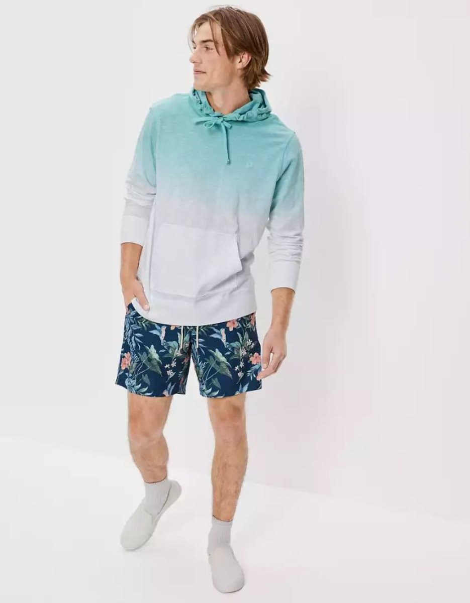 Sweat à Capuche American Eagle AE Super Soft Dip-Dye Turquoise Clair Homme | GGB-58952247